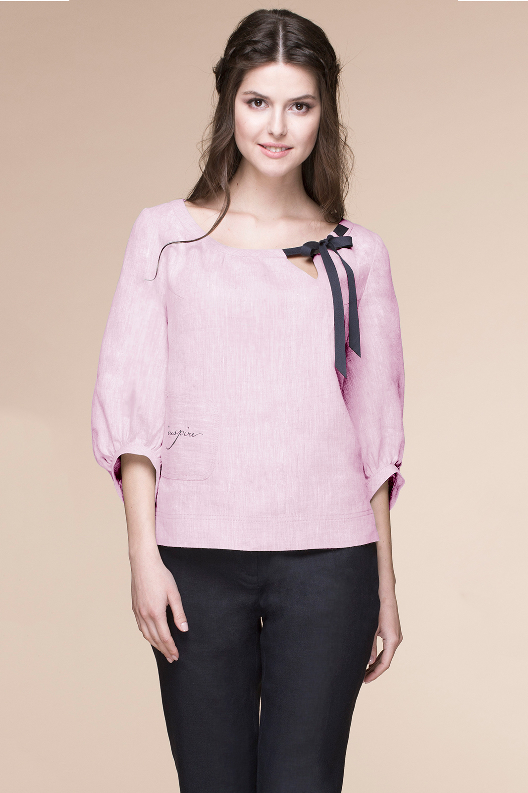 Блузка Faufilure 263С-1 бледно-розовый - фото 1
