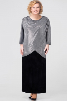 Платье Aira Style 592 Серебро/Черный