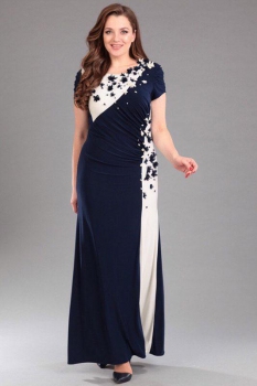 Платье Andrea Style 7048-3 сине-молочный