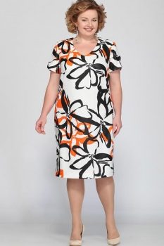 Платье Djerza 1372-1 белый с оранжевым 