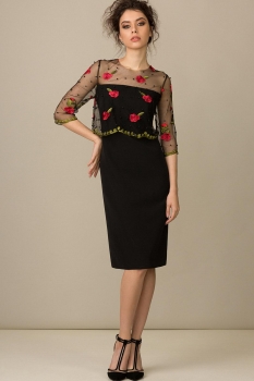 Платье Glasio 5569-Б черный в цветы