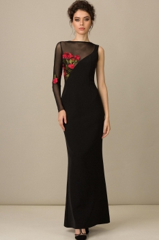 Платье Glasio 5578 черный +цветы