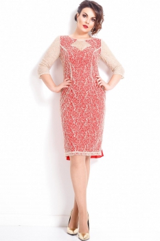 Платье JeRusi 17110-1 красный, беж