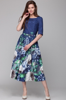 Платье Juanta 2423 темно-синий, цветы