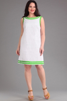 Платье Lady Style Classic 1061 белый с салатовым