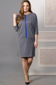 Платье Lady Style Classic 1220 серый с синим