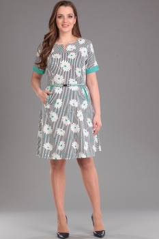 Платье Lady Style Classic 851-1 серый+бирюза