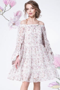 Платье LeNata 11886-3 молочный+мелкие цветы