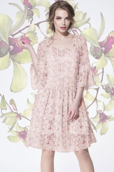 Платье LeNata 11893-4 цветочки на розовом фоне
