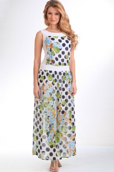 Платье Лиона-Стиль 402-1 горохи с салатовым