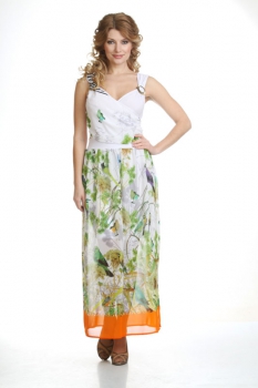 Платье Лиона-Стиль 435 белый, зелень