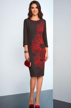 Платье Lissana 3205 темно-серый с красным