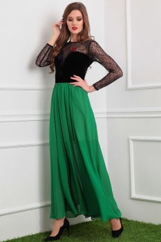 Платье Мода-Юрс 2386-2 черный+зеленый