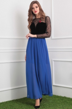 Платье Мода-Юрс 2386 черный+синие тона